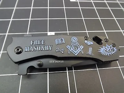 New Tactical Masonic Mason Folding Pocket Knife Free Mason Square & Compass  • $15.95