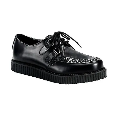 £49.99 • Buy Demonia 602 Unisex Gothic Rockabilly Punk Black Leather Low Sole Creeper Shoes