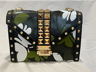 Michael Kors Whitney Butterfly Camo Black Leather Shoulder Purse And Wallet • $229.99