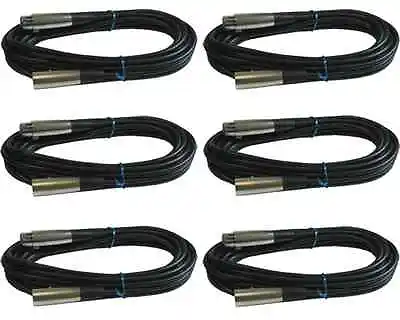 6 PACK 20 Ft Foot Feet Male To Female XLR Microphone Mic PA Audio Cables Cords • $24.47