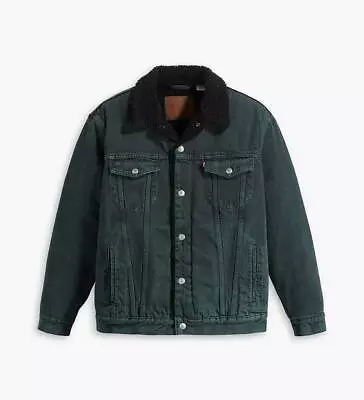 Levi's Men's Premium Relaxed Fit Sherpa Trucker Jacket Washed Green A57840008 • $84.99