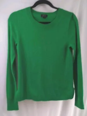 J. Crew 100% Cashmere Sweater Women S Pullover Green Round Neck Split Sides • $26