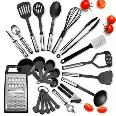 Cooking Utensil Set 24 Piece Stainless Steel Heat Resistant Kitchen Gadget Tools • $58.98