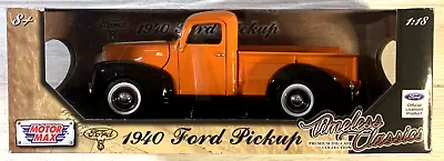 Motor Max 1940 Ford Pickup Orange & Black 1:18 Die-Cast • $55.95