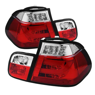 BMW 3-series 02-05 E46 4dr Red Clear LED Rear Tail Lights Strip Tube Style • $234.47