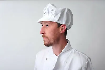 Chef Skull Cap With Peak Chefs Hat Professional Catering Restaurant Hygiene   • £3.14