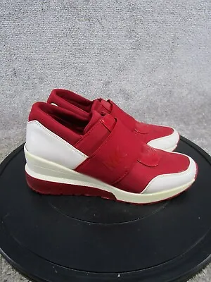 Michael Kors Sneakers Womens Size 7.5 Felix Hidden Wedge Trainers Red White • $29.99