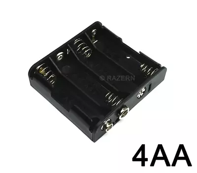 NEW Battery Holder For 4 X AA Cell (6 Volt) Flat Case With 9V Snap Terminal • $7.49