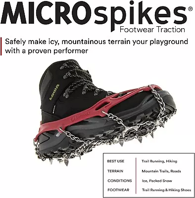 2023-2024 Kahtoola MICROspikes -snow Ice Trail Hiking Crampons - RED MEDIUM • $68.95