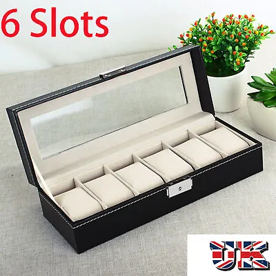 6 Grids PU Leather Watch Display Case Collection Storage Holder Box For Women UK • £8.79