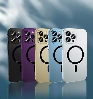 For IPhone 14 13 12 Pro Max Magnetic Charging Aluminium Metal Bumper Matte Case • £7.96