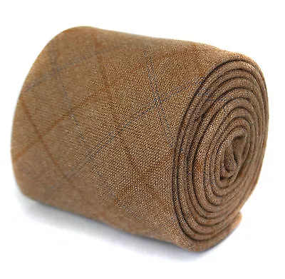 £15.99 • Buy Frederick Thomas Designer Tweed Wool Mens Tie - Light Brown - Check Skinny