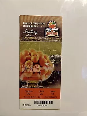 N1 Jan 3 2011 Stanford Virginia Tech Orange Bowl Full Ticket • $19.99