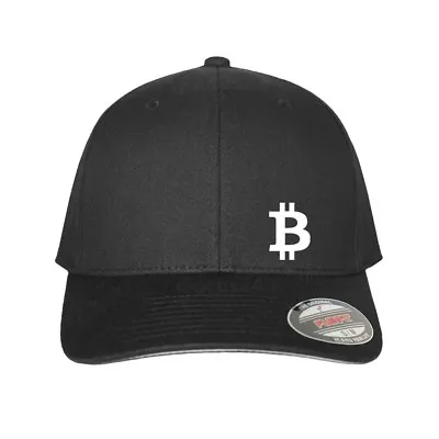 Bitcoin Flex Fit Hat Round Bill Geek Nerd Baseball P2P Cryptocurrency Mining Cap • $19.95