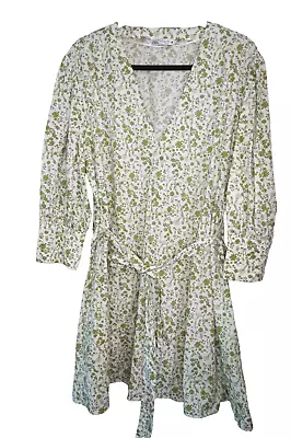 ZARA - Boho - Cotton Floral Mini Dress - Size XL - Tie Belt • $22