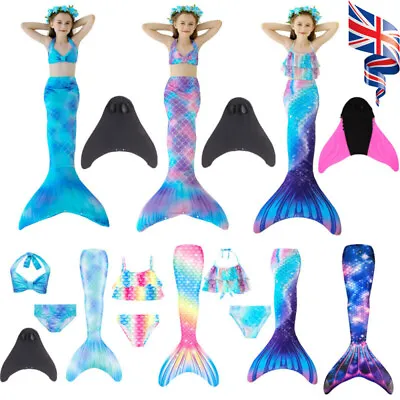 Kids Girl Mermaid Tail Swimmable Bikini Set Swimsuit Swimming Costume For Girls • £15.82