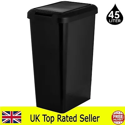 45 Litre BLACK Kitchen Bin Rubbish Waste Dustbin Rectangle Plastic • £15.99