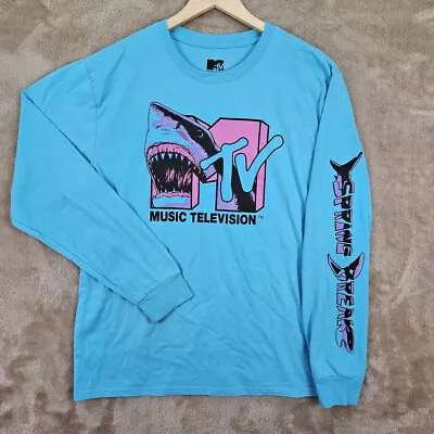 MTV Music Television T-shirt Shark Spring Break Blue Mens Size L Shirt Retro • $13.88