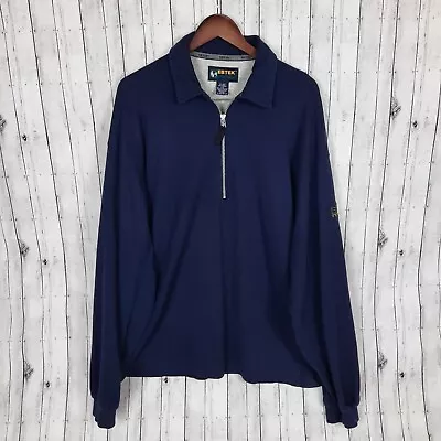 Eddie Bauer Ebtek Men's Sweatshirt Size Large 1/3 Zip Pullover Blue 100% Cotton • $24.95