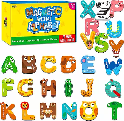 Large Size Magnetic Letters Cute Animal Alphabet ABC Magnets For Fridge Colorfu • $16.94