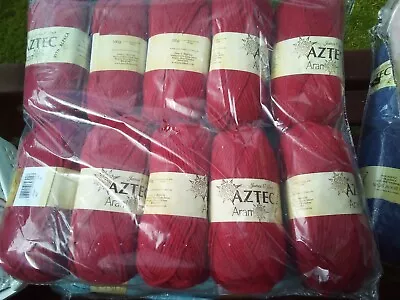  James C Brett Aztec Aran Knitting Wool Yarn 5x100g 10% Alpaca Red Shade Al7 New • £19.50