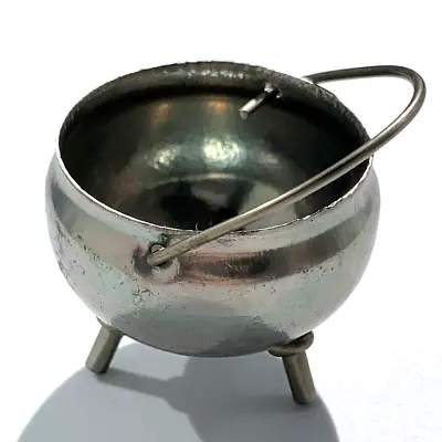 Dollhouse Miniature Cauldron Witch's Pot Halloween 3-Legged Silver Tone Metal • $8.89
