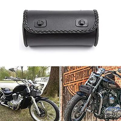 Motorcycle Handlebar Bag Motorcycle Fork Tool Bag Universal Small Leather Sadd • $26.05