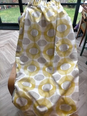 £11.99 • Buy Montgomery Lined Curtains Ochre/Mustard Cream & Mink Mid Century Modern Retro 