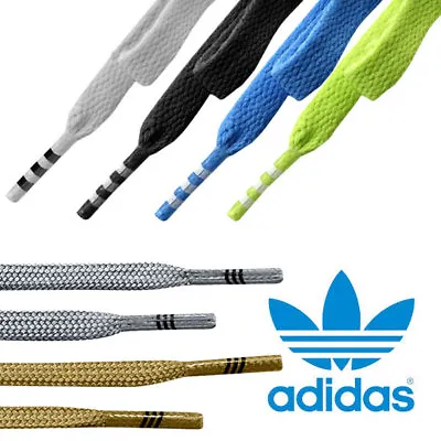 £2.95 • Buy Mens, Womens Adidas Originals Flat Shoe Laces Solid Stripe Trefoil For Trainers
