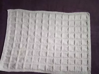 Large Hand Knitted Chunky Knit  Baby Blanket. 90cm X 66cm.Colour White  • £15