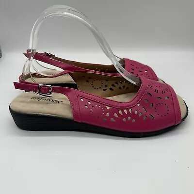 Comfortview  Slingback Sandals Womens Size 10.5W Wide Hot Pink Massaging Dots • $19.99