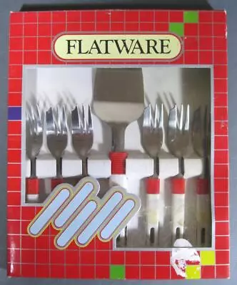 Retro/vintage Red/white 80s Cake Lifter & Fork X 6 MIB Made In China • $17.95