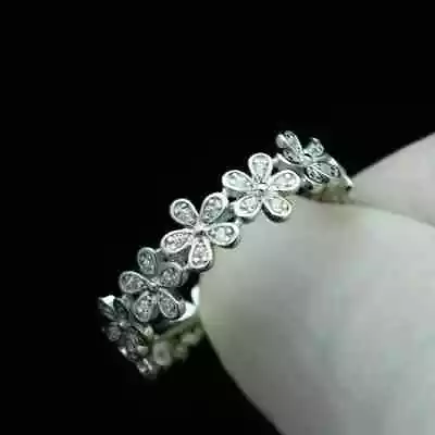2.20Ct Round Cut Real Moissanite Eternity Engagement Band 14k White Gold Plated • $189.99