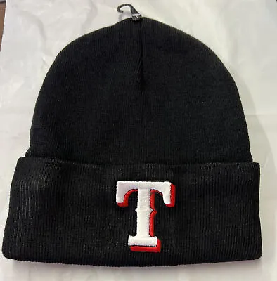 Texas Rangers Winter Hat  CUFFED Lined BEANIE Beanie New BLACK  Scull Cap • $14.99