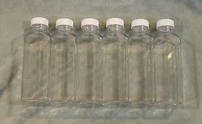 6PK -16oz Empty Clear Plastic Juice Bottles With Tamper Evident Cap BPA Reusable • £10.59