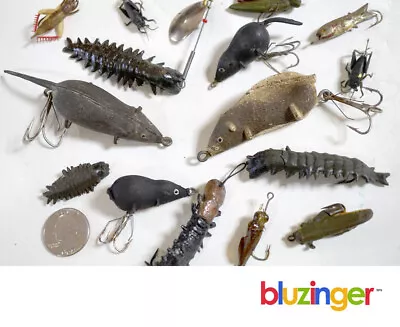 Vintage Natural Creature Rubber Bait Fishing Lures Mouse Hellgrammite Cricket • $10