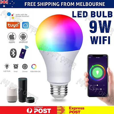 E27 WiFi Smart LED Light Bulb RGB Globe Color Lamp 9W For Alexa Google Home AU • $15.99