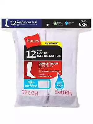 Hanes Men's Double Tough Durability Over-the-Calf Tube Socks 12-PackSize 6-14 • $20.50