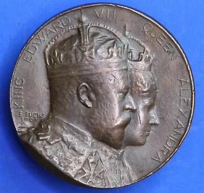 1901 Edward VII Queen Alexandra Coronation Medal By Emil Fuchs 38mm [28698] • £40.47