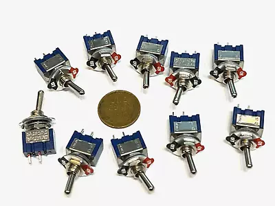 10 Pack Mini Toggle Switch Basic On/off MTS-101 2pin Spst Dc 6a 12v 125v 6mm B12 • $12.93