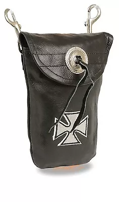 Ladies Premium Leather Maltese Cross Purse Clip On Pouch Bag Motorcycle Biker  • $14.90
