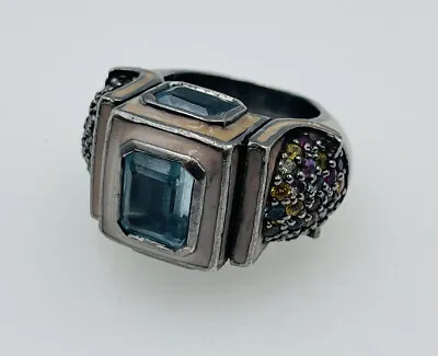 Matthew Campbell Laurenza MCL Sterling Silver Blue Topaz & Multi Sapphires Ring • $350