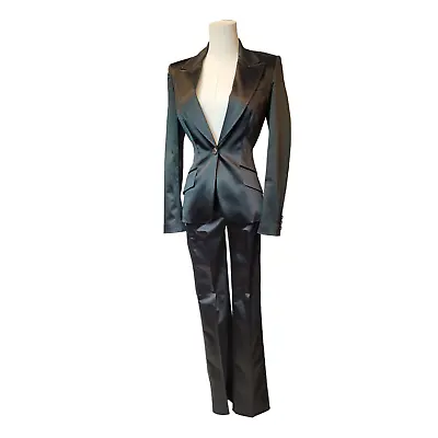 D&G Dolce & Gabbana Woman's (24/38) Luxurious Sheen Black 2 Piece Suit • £210