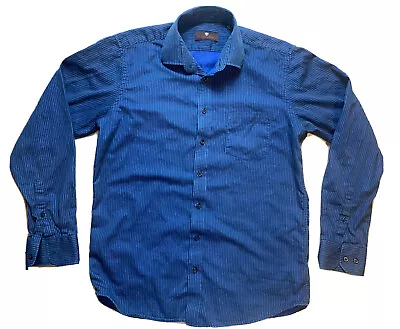 Toscano Men Shirt Medium Long Sleeve Button Up Blue Cotton Designer • $18