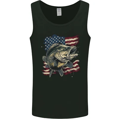 An American Deer With Flag USA Fishing Mens Vest Tank Top • £10.49