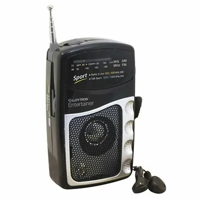 £10.37 • Buy Pocket Radio Small Portable AM FM Sport Transistor With Earphones Black Lloytron