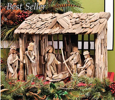 Natural Driftwood 6 Piece Nativity Set With Stable • £188.50