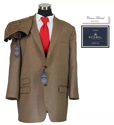 BESPOKE Men's  Studio Suits  CUSTOM MADE 100% SCABEL Wool HACKING SIZE 52L $769 • $325