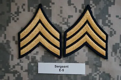 Military Patch US Army Sergeant SGT / E-5 Rank Dress Blue Sew On Stripes • $3.49