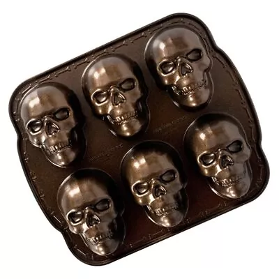 Halloween Bakeware Haunted Skull Cakelet Pan Bronze • $34.84